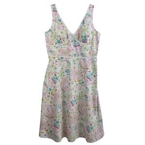 Vintage Paisley Floral Karin Stevens Dress Size 14 Fairycore Smocked Cottage